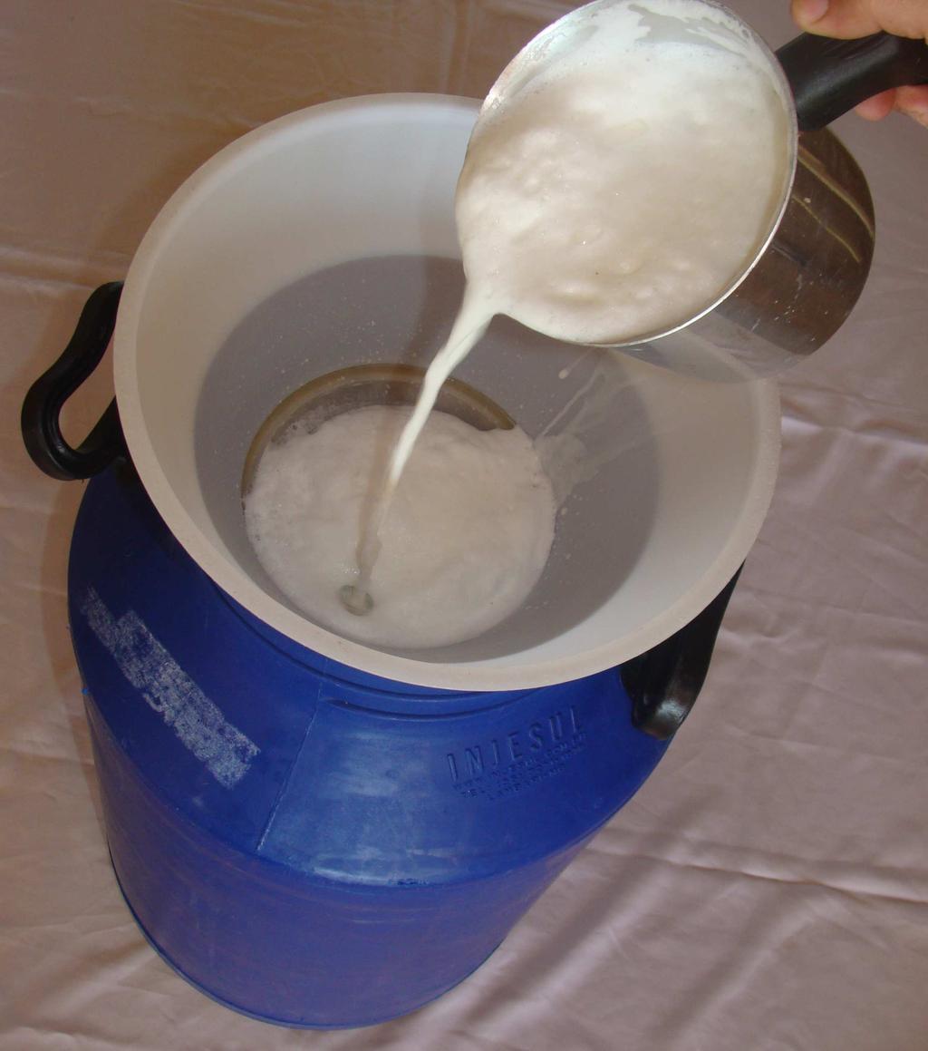 7 * Décimo passo: Filtragem do leite Após a ordenha, o leite deverá ser filtrado em coador apropriado de aço inoxidável, nylon ou plástico atóxico.