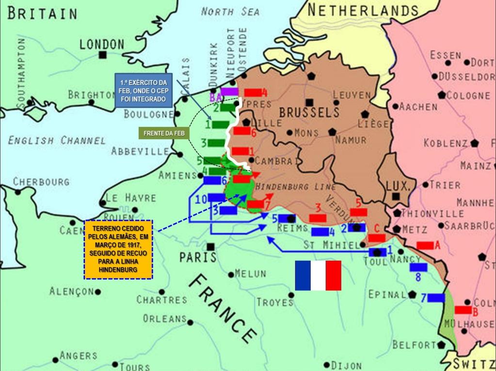 Bois e Neuve Chapelle, incluiria, ainda, Fauquissart. Nesta fase, a subordinação de 1.ª Divisão é feita ao XI Corpo/1.º Exército da FEB, comandado pelo general Richard Haking. As brigadas da 1.