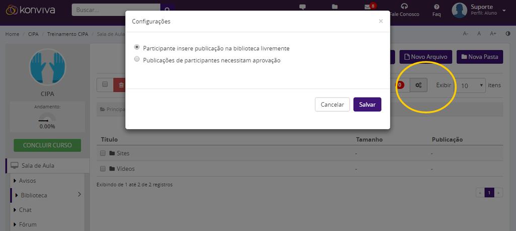 Chat Chat é a ferramenta de mensagens instantâneas entre os alunos matriculados numa