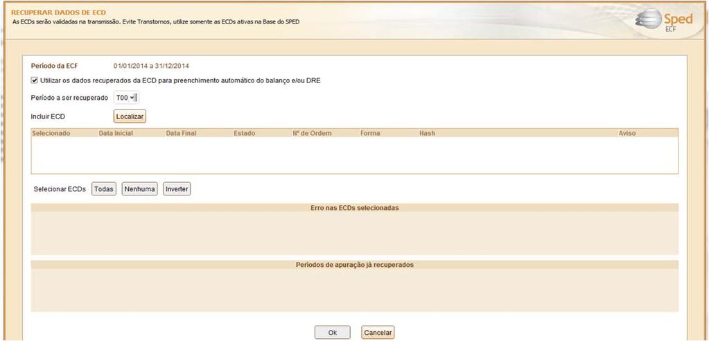 ECF RECUPERAÇÃO DA ECD Criar ou importar