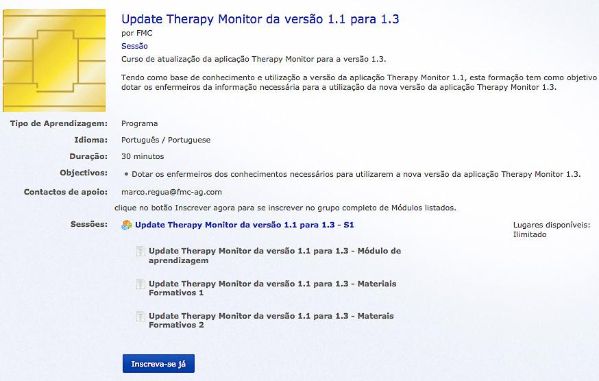 7) Exemplo: selecionou o curso Update Therapy Monitor da