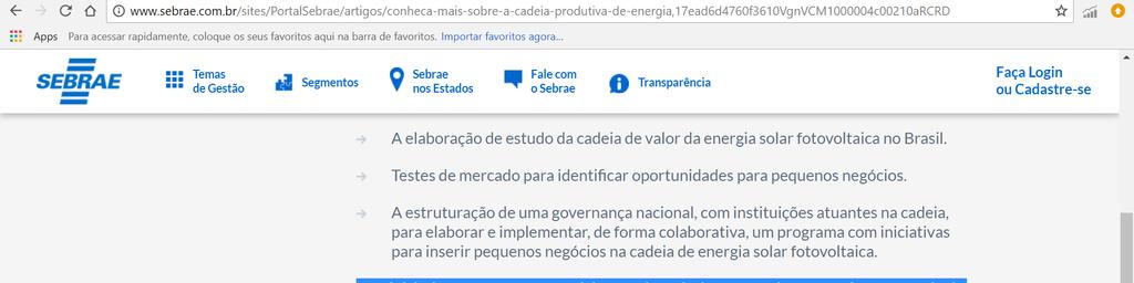 Cadeia Produtiva do Setor FV SEBRAE Nacional e