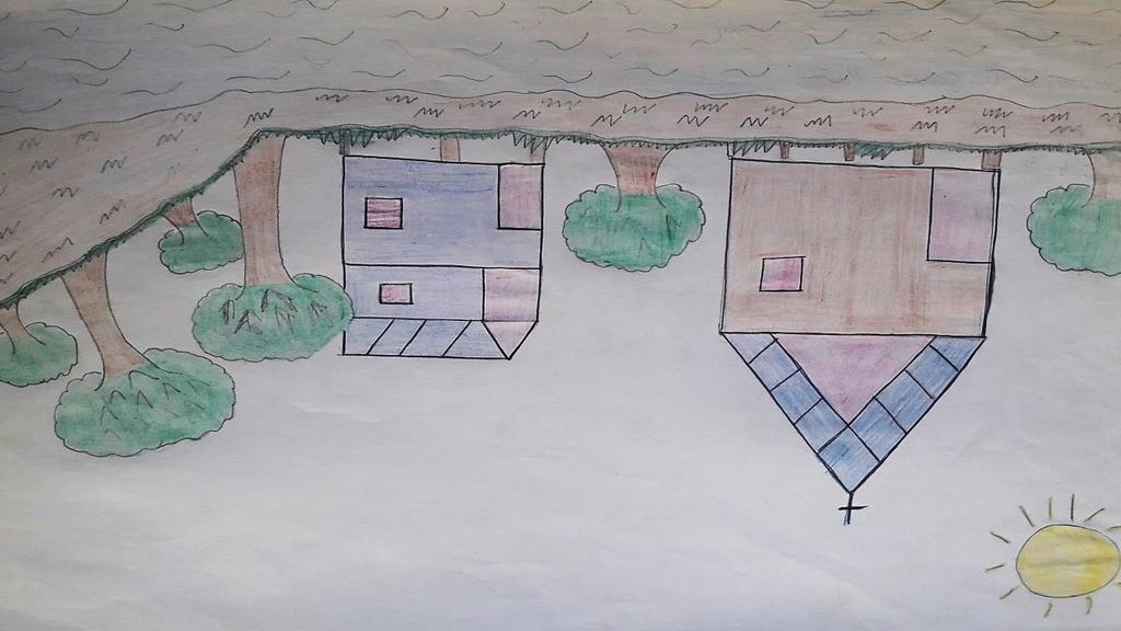 45 Mapa mental 2: Igreja católica Nossa Senhora do Perpétuo Socorro, no Mapa observa-se este objeto simbólico referenciando uma cruz em cima da construção, o aluno chama a atenção à igreja que se