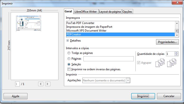 Menu Arquivo Exportando para PDF Para imprimir o