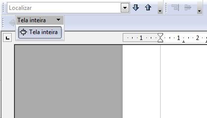 Menu Exibir Tela inteira A opcao de tela inteira aumenta a area visivel do documento, uma vez que sao as barra de menu e as de ferramentas.