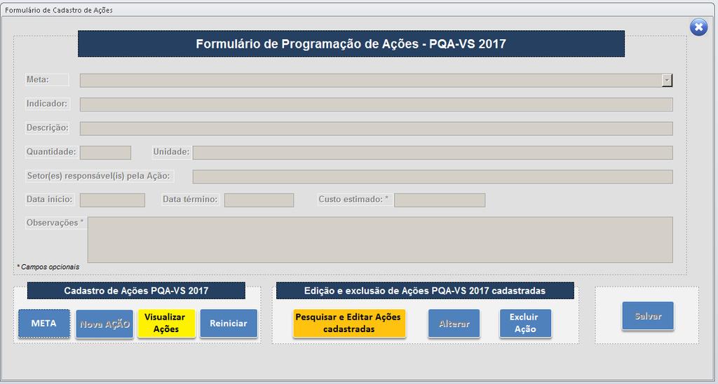 para habilitar a seleção da meta e, automaticamente, do indicador relacionado.