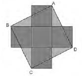 4. A figura que segue é formada por 5 quadrados congruentes, cuja medida do lado é L, e um quadrado ABCD com vértices em um único vértice de quatro dos cinco quadrados.