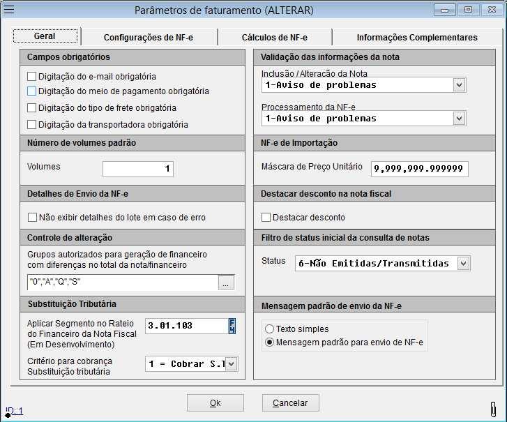 3. Parâmetros do faturamento Para definir o padrão do faturamento clique no ícone Parâmetros de NF-e no módulo de Faturamento.