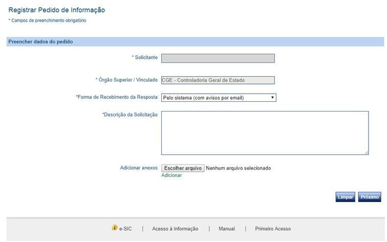 Resposta e descrever a solicitação desejada.