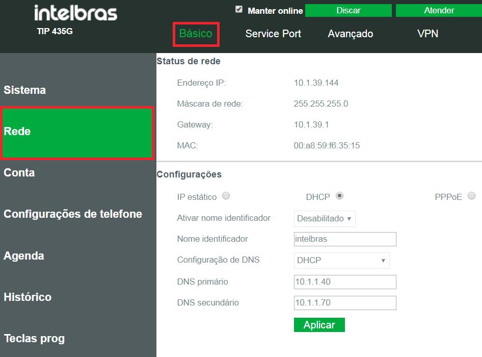 Verificação de status através do menu do telefone Para verificar o status através do display do telefone pressione a tecla OK com o telefone em repouso ou para consultar o status através do menu,