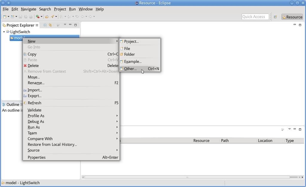 Creating a new statechart (1/4) Right-click on the