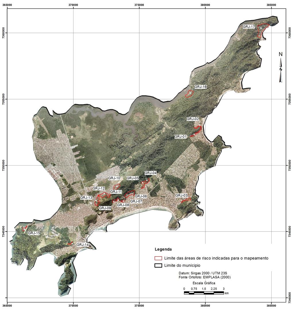 Figura 1 Localização das áreas indicadas para o mapeamento no município