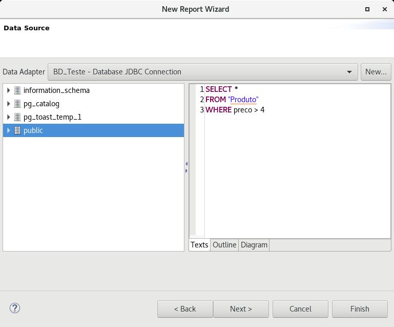 Escolhendo o Data Adapter Digite a sentença SQL que selecionará os