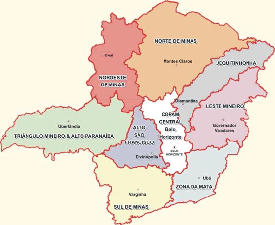 Figura 1 - Mapa das Superintendências Regionais de Meio Ambiente e respectivas sedes. 3.