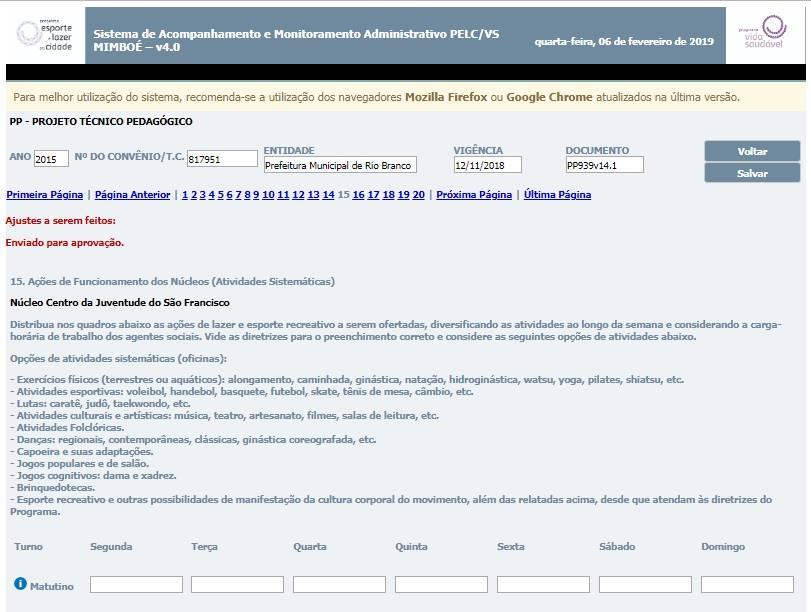 Alteração de PPNs MIMBOÉ SICAPP Jul/2014 2019 Login Cadastro na Plataforma do Projeto Técnico SNELIS Pedagógico do Convênio -