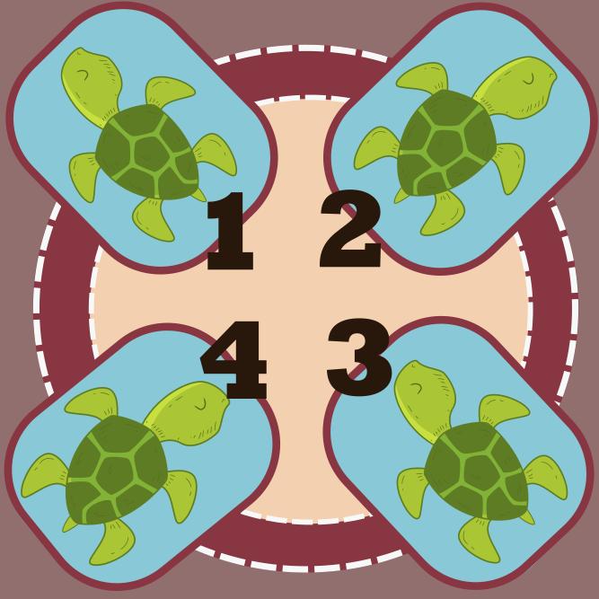 Estrategicamente, se Paulo virar a carta da posição 3 (que é uma tartaruga), ela passa a ser um polvo, e, nas posições 2 e 4, respectivamente, ele tem as figuras da tartaruga e do polvo, viradas para