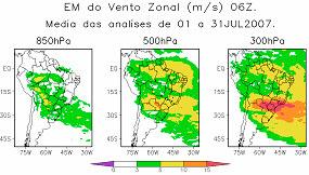 Em 300hPa, impactos positivos são observados sobre as regiões norte e nordeste do Brasil, sudeste da Argentina, e impactos negativos sobre as regiões Sudeste