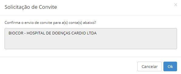 O convite pode ser cancelado ou confirmado (ok) Ao voltar no Menu de