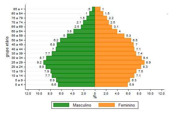 Gráfico 1 - Pirâmide populacional da cidade de Jahu, 2010 Fonte: IBGE (www.datasus.gov.br) Tabela 2 - População residente no município de Jahu, 2010 Faixa Etária Masculino Feminino Total 0 a 4 anos 4.