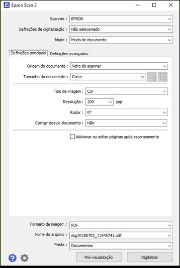 Você verá esta janela: 2. Selecione a configuração de Modo para o tipo de original que for digitalizar. 3.