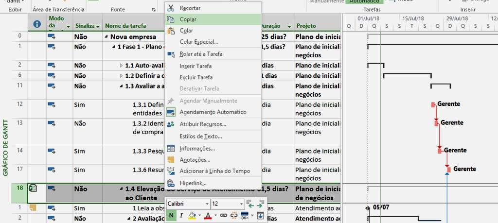 Recursos copiar colar item total Copiando e colando na faixa lateral esquerda, todo o conteúdo