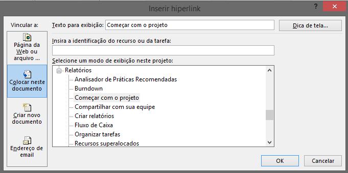 Remeter a outro documento ou web através de Hyperlinks A função direta Inserir Hyperlink