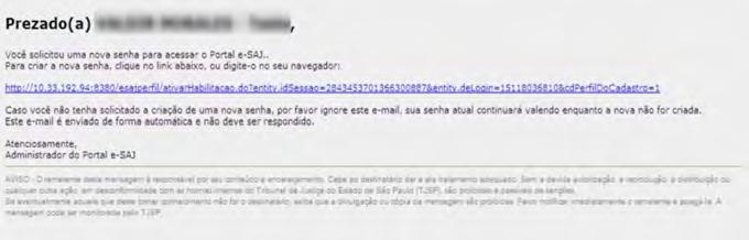 : Verifique sua Caixa Postal para continuidade do acesso ao Portal E-SAJ. 5.