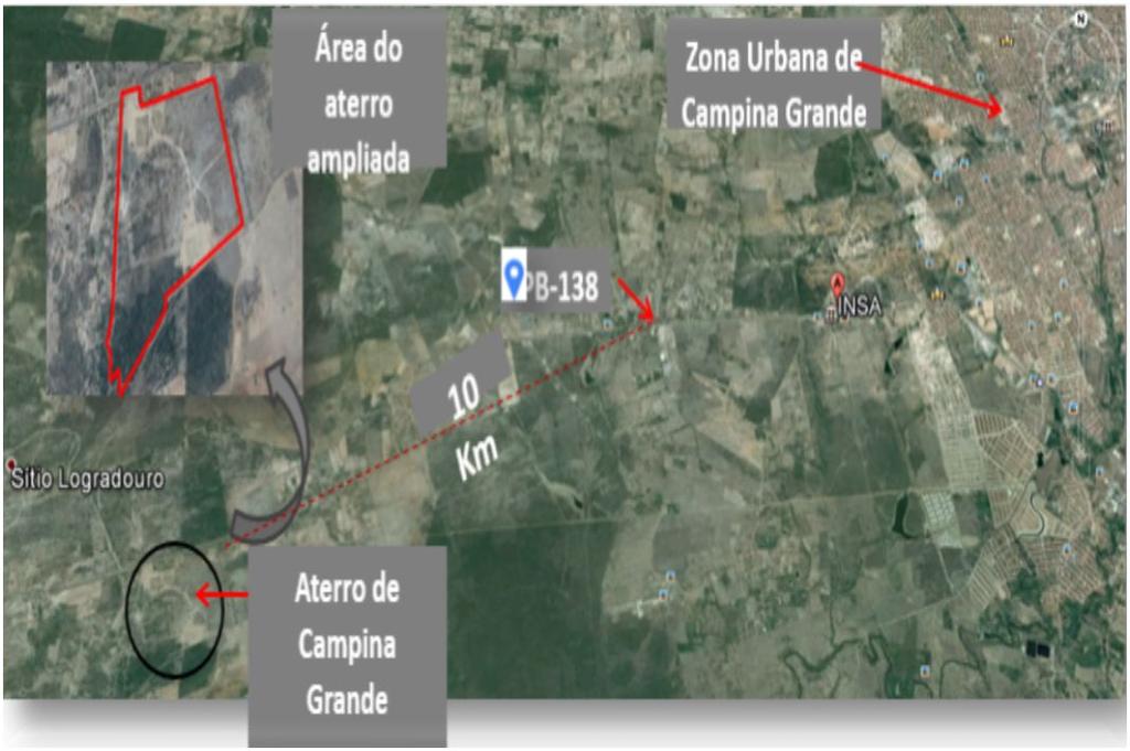 Figura 1: Localização do Aterro Sanitário em Campina Grande PB.