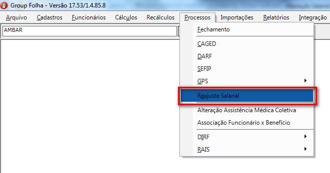 Ao abrir a tela Reajuste Salarial, selecione os campos padrões, ou seja, campos de filtro: Nas opções selecione uma ou todas: -