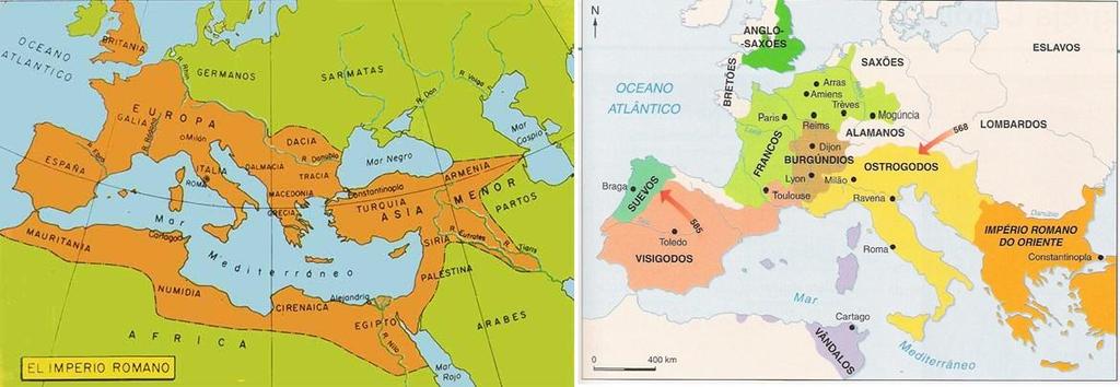 Mapa da Europa, antes e