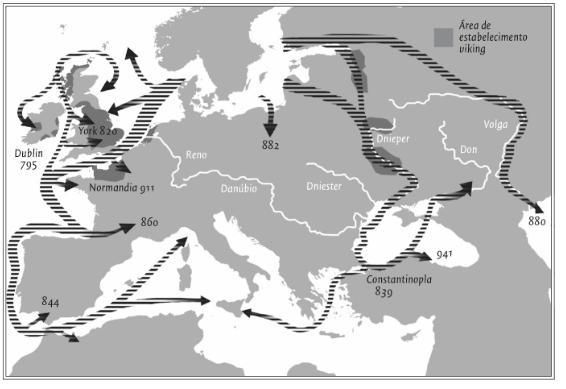 Invasão Nórdica Os Vikings - vindos das terras ao norte (Suécia, Noruega e Dinamarca) invadiram o continente século IX e