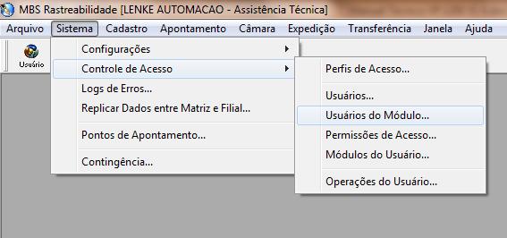 Cadastrando os módulos aos usuários Com os usuários criados, temos que indicar quais os módulos serão utilizados por cada usuário.