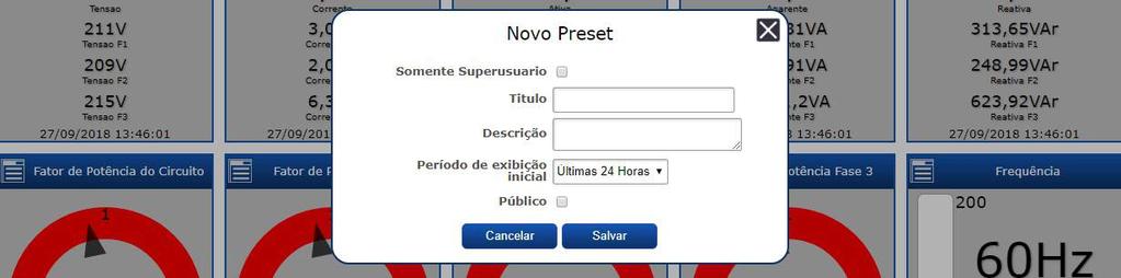 Existe também a opção de criar um preset de acesso público.