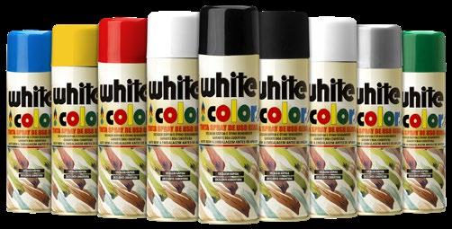 WHITE COLOR - TINTA SPRAY Uso geral, proporciona ótimo acabamento Tinta spray White Color uso geral foi desenvolvida para aplicação em pinturas artísticas, decoração, grafite, reparos e uso