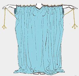 Heaton, túnica, toga, manto Um chiton jônio é dois pedaços de tecido que são esticados horizontalmente aos pulsos.