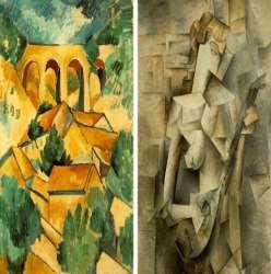 a) A obra (I) apresenta característica do cubismo e a obra (II) realismo.