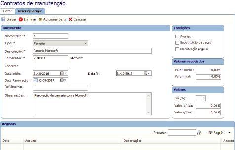 Contratos de manutenção: Criação e gestão de contratos com