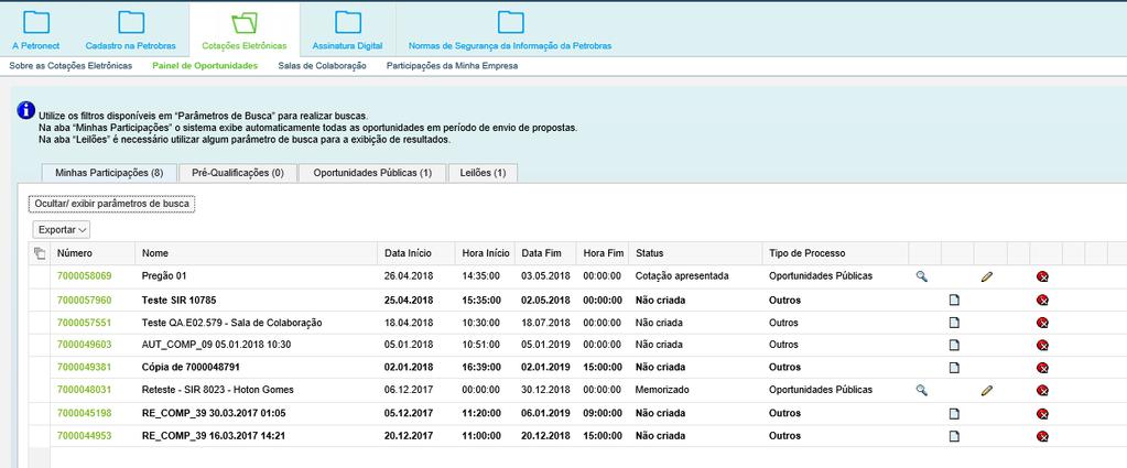 Envio de Proposta Enquanto a oportunidade pública ainda não tenha atingido a Data Fim e Hora Fim, o fornecedor pode realizar alterações na proposta e nos documentos enviados.