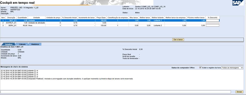 Etapa de lances A etapa de lances não possui uma data e horário fim, podendo ser finalizada pelo pregoeiro a qualquer momento.