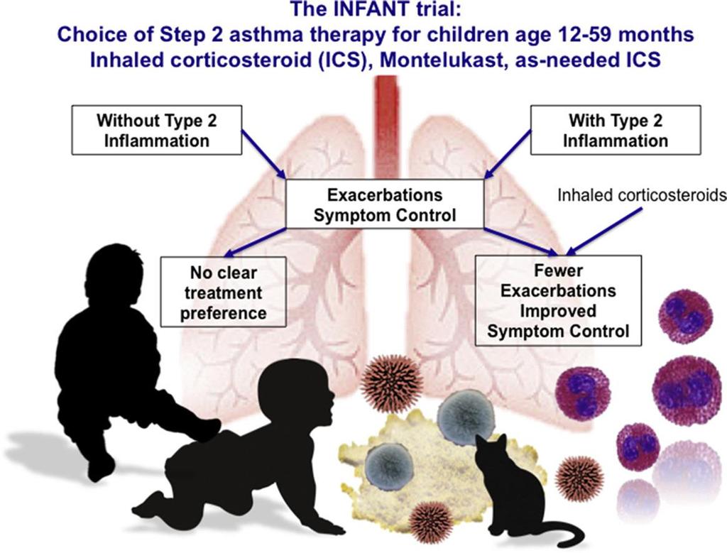 Estudo INFANT : Escolha terapêutica no step 2 de tratamento da asma em crianças entre 12-59 meses: Corticoide inalatório, Montelucaste, Corticoide inalatorio se necessário Sem inflamação tipo 2 Com