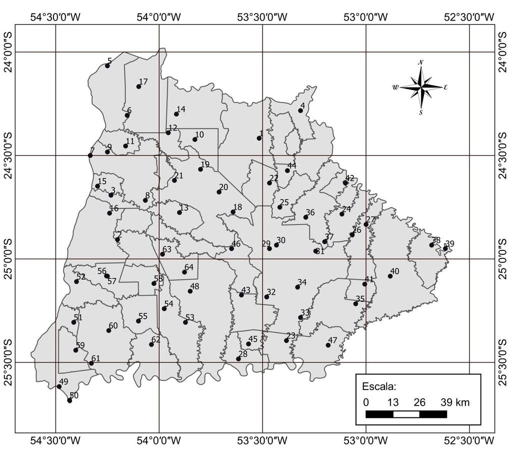 34 Figura 4 Estações pluviométricas selecionadas. Fonte: Autoria própria Base cartográfica: IBGE (2015). Com as estações pluviométricas selecionadas faz-se a montagem de um banco de dados.