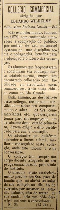 294 Figura 4 Anúncio do Collegio Commercial. Fonte: JORNAL DIÁRIO POPULAR, 10 jan. 1895.