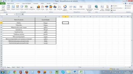 Figura 7 Opção de gráficos no Excel Clique agora em GRÁFICOS e escolha o gráfico que deseja construir (em