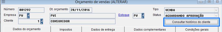 Volpe ERP Módulo de Vendas Versão 3.7 2.8. Como consultar o histórico completo de um cliente?