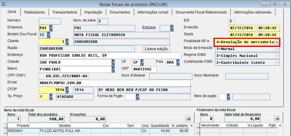 preenchendo os campos necessários, na grande inferior carrega os