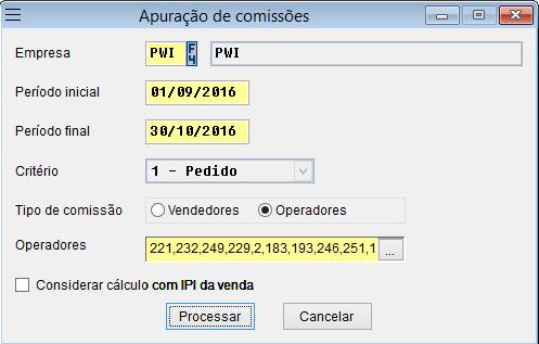 Preenche os campos empresa, período inicial e final e defina