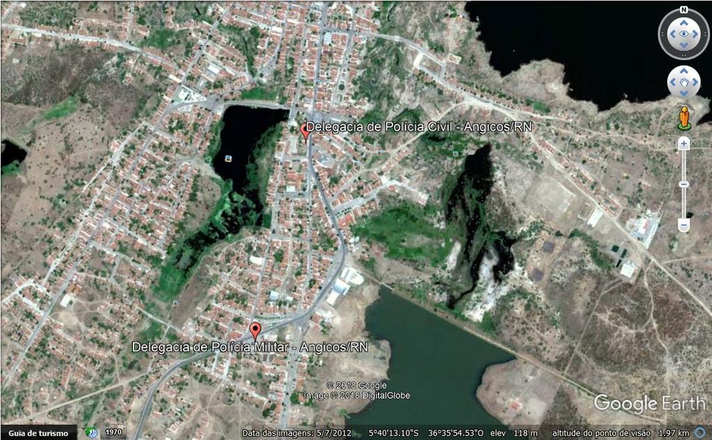 Para a localização e endereço dos equipamentos foram utilizadas imagens de satélite obtidas por sensoriamento remoto a partir de um satélite artificial (Google Earth Pro), como mostra a figura 2, e