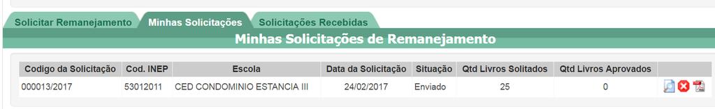 ** Ao clicar em Continuar, aparecerá uma janela confirmando o pedido e indicando o número da solicitação de remanejamento: 16º) Para verificar o andamento da sua solicitação de remanejamento, basta