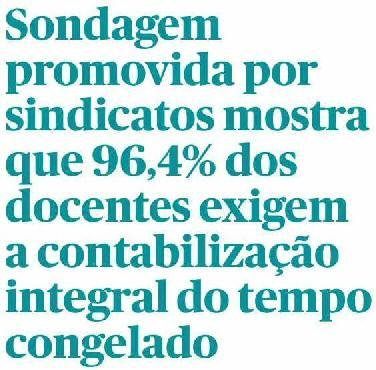 O aviso é do secretário-geral da Federação Nacional de Professores (Fenprof ), Mário Nogueira, no dia em que foi divulgada uma sondagem segundo a qual quase todos os professores (96,4%) exigem que os