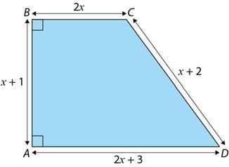 Na figura está representado o trapézio [ADCB]. Sabe se que: [ADCB] é um trapézio retângulo; AB x1; BC 2x; CD x2; AD 2x3. 2.1. Indica uma expressão simplificada para o perímetro do trapézio [ABCD].